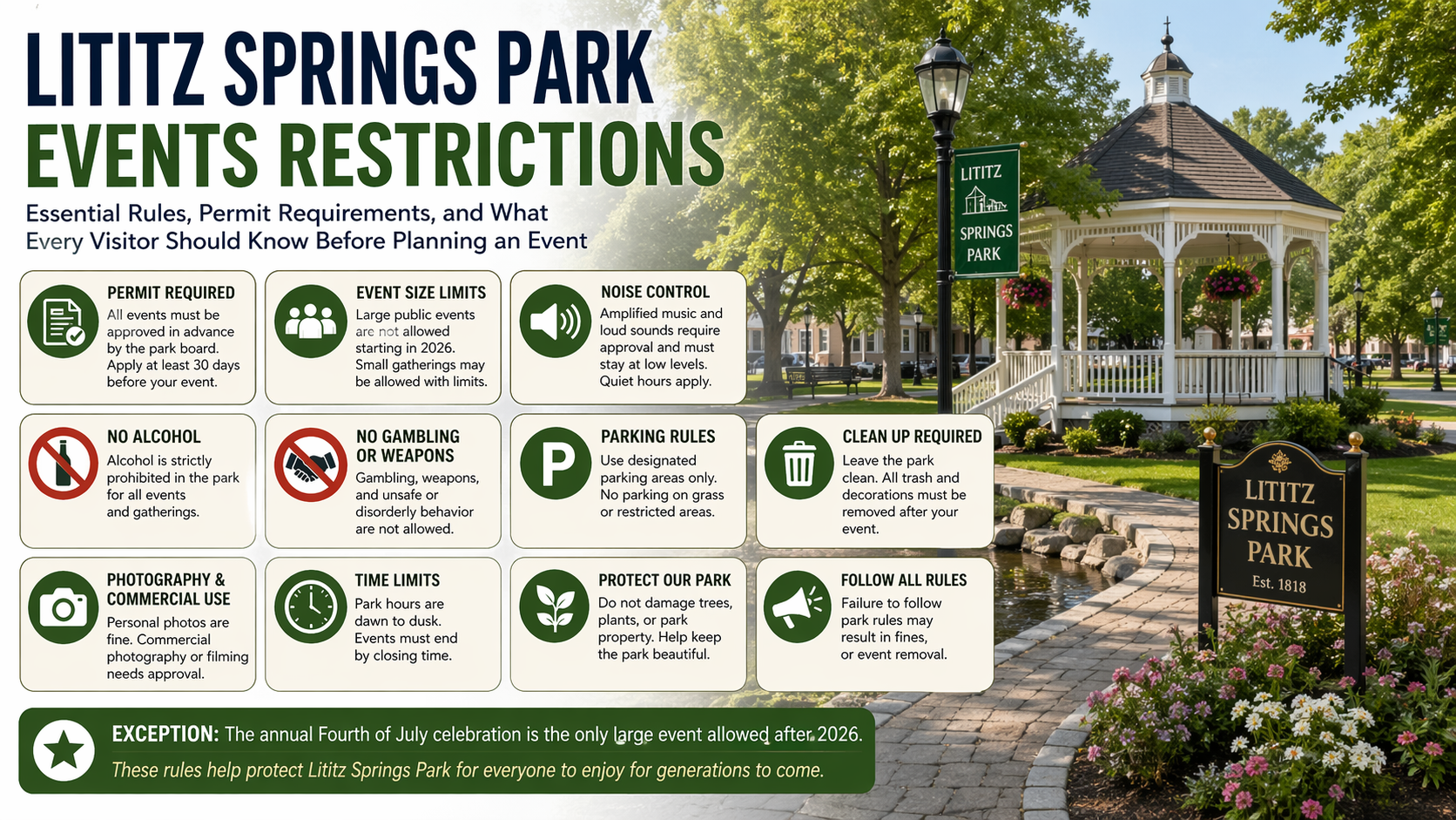 lititz springs park events restrictions